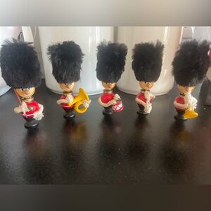 Vtg British Royal Guard Soldier Figurine Set with Musical Instruments Japan RARE